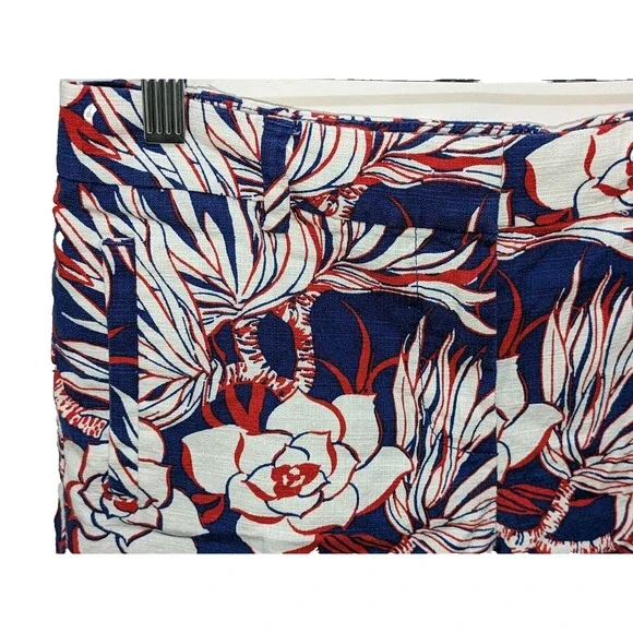 J. CREW Shorts Sz 2 98 Cotton 2 Elastane Front Pockets Mid Rise Blue White Red - Picture 4 of 8